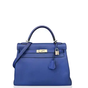 Pre-owned HERMÈS Leather tote bags Hermes Kelly 32 Togo 7T Bleuelectrique (po021326m0)