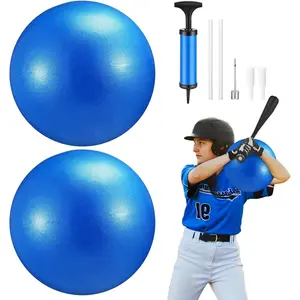 2 Pcs 9 Inch Connection Ball with Pump Pilates Baseball Softball Batting Trainer Improve Arm Action Hitting & Pitching Efficiency