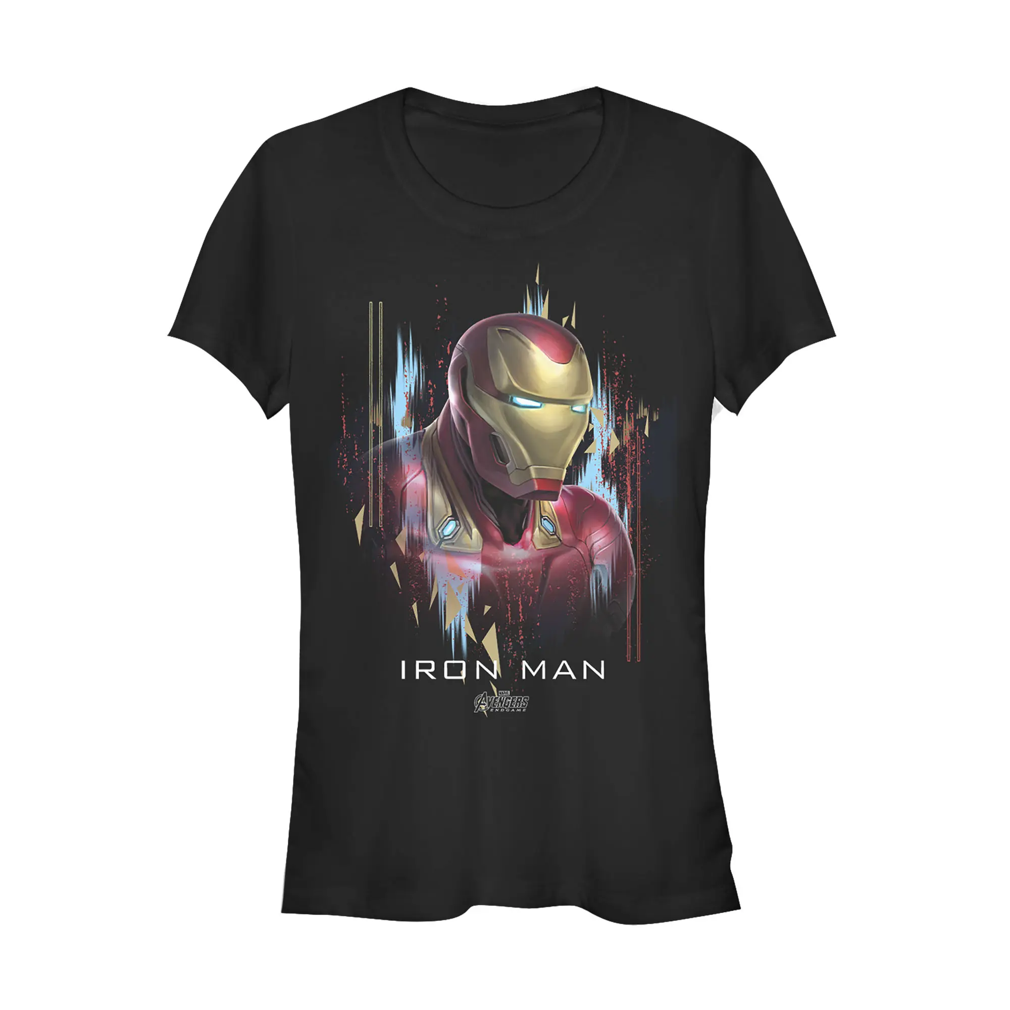 Juniors Womens Marvel Avengers: Endgame Iron Man Glitch T-Shirt