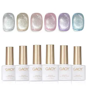GAOY Spring Breeze Cat Eye Gel Nail Polish Set with Magnet for Silver Blue Pink Glitter Holographic Cat Eye, Salon Gel Manicure and Nail Art DIY at Home