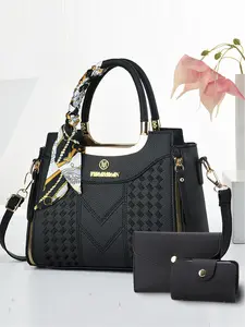Classic style women's handbag; elegant versatile trendsetter handbag wallet set; high-end romantic scarf handbag.