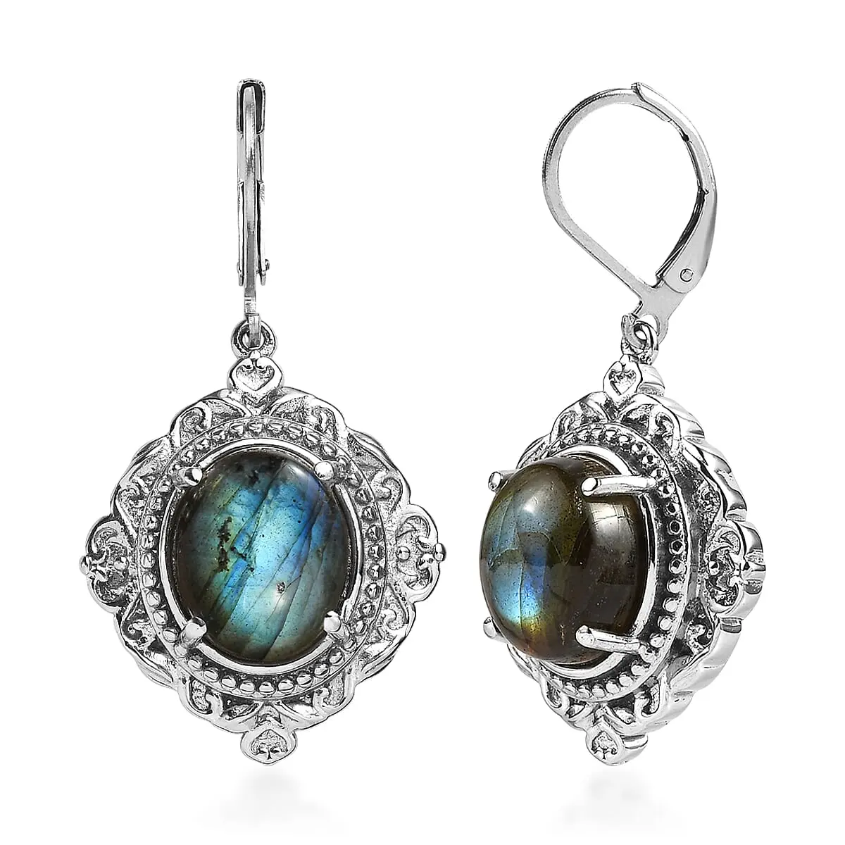EverTrue Malagasy Labradorite Earrings in Stainless Steel 10.80 ctw