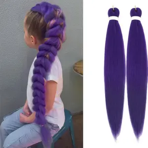 Purple Braiding Hair Pre Stretched Synthetic Braiding Purple Hair Extensions Long Wig hair Extensions for Braids for Stage Party Halloween Costume Cosplay 2 Packs (26 inch)