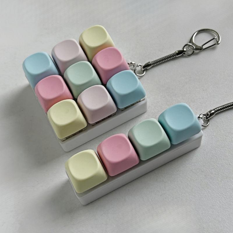 Keyboard Fidget Toy Nine-Key Clicker Keychain Anxiety Stress Reliever Autism Toy Push Bubble Sensory Fidget for Kids Adults Portable ABS Material Bright Colors Comfortable Touch