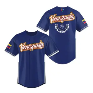 New Venezuela 2026 Champions World Cup Baseball Jersey, World Classic Baseball Championship Shirt, Navy Venezuela World Cup Jersey for Adults Youth and Kids