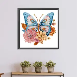 1pc 5D Painting Kit, 11.8x11.8in Crystal Rhinestone Butterfly Kit for Adults & Beginner Artists, DIY Art Supplies for Home Decor, Wall Art Painting