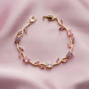 Luxirl Tulip Bracelet for Women  18K Gold Plated Anti-Tarnish Bracelet Pink/Green/White/Purple | Waterproof Stainless Steel Jewelry Gift