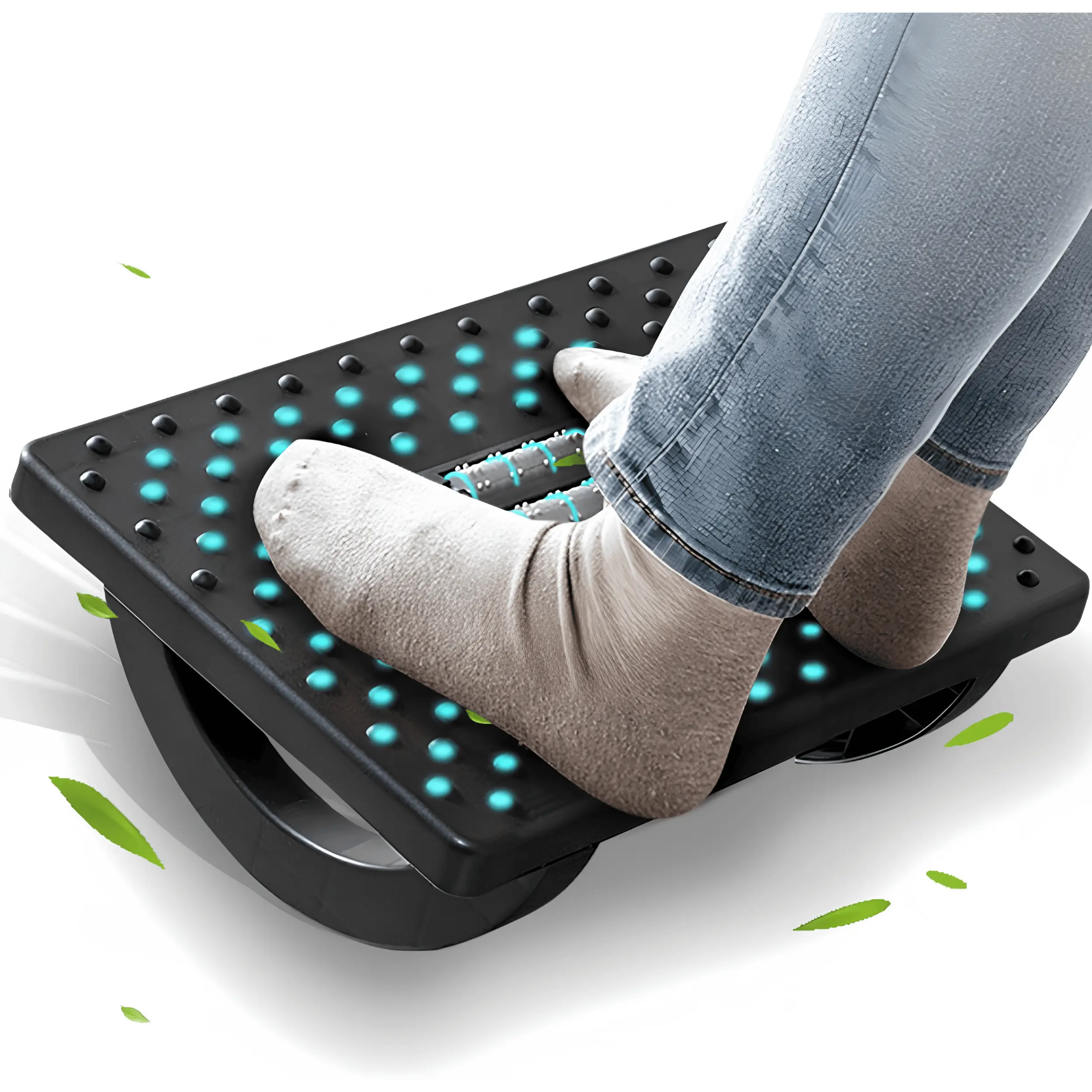 Ergonomic Under Desk Foot Rest Rocking Foot Stool with Roller Massager for Office, Home & Gaming, Comfortable Leg Support for Desk Chair, Computer Workstation & Sitting Comfort, 13 x 9.6 x 5 Inch