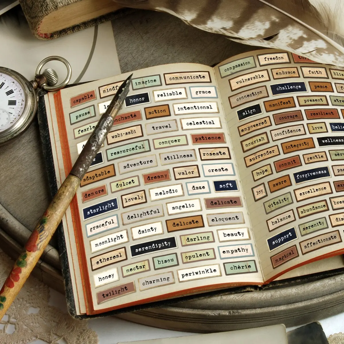 Vintage Word Stickers Pack, Stickers Kit, Retro Text Labels & Quote Decals, Scrapbook Materials, Scrapbook Accessories, Scrapbooking Ephemera, Ideal for Scrapbooking Junk Journals Craft Card Making Albums Decorative Aesthetic, Junk Journaling Supplies