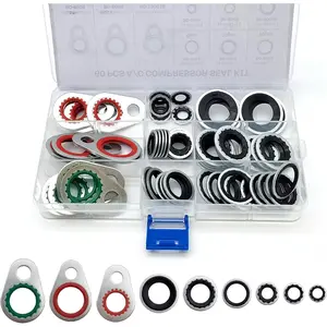 60 PCS Car Air Conditioning Compressor Gasket Assortment Set, Multi-specification A/C System Seals, Tight Fitting Leak-proof Gasket Replacement, Universal for Most Cars (Multicolored)