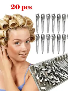 20 Piece Set Women's Divided Hair Clips, Simple Silver Color Hair Accessories, Daily Wear and Styling, Pilates Hair Clips, Metal Side Bangs Hair Pins, Daily Wear Essentials, Curly Wavy Clip