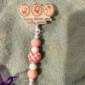 Interchangeable Beaded Badge Reel - "Jesus Loves You, Silly Goose" Themed Accessory