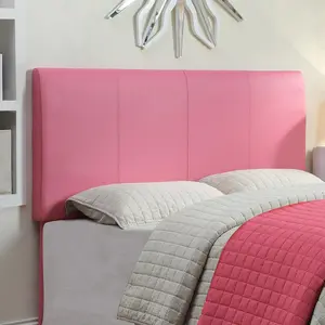 24/7 Shop At Home Jeak Modern Pink Faux Leather Height-Adjustable Full/Queen Panel Headboard with Metal Legs for Bedroom, Guest Room Bed