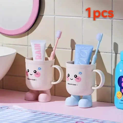 1pc cute cartoon pattern wash cups household Bathroom Accessory toothbrush cups student dormitory mouthwash cups dental jars couple brush cups Tumbler Cup Home Goods