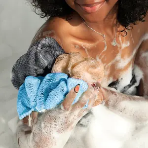 African Net Sponge Authentic - Exfoliating Back Scrub Bath Sponge with Knots - Afro Scrub Body Scrubber Exfoliator Washcloth - African Body Care Daily Use Shower Essentials