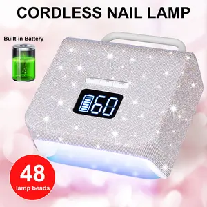 Cross-Border Wholesale Diamond Stick Wireless Smart Nail Lamp Rechargeable Phototherapy Machine 220W High Power Wireless Quick-Dry Nail Lamp Special for Nail Salons, Suitable for Nail Art Studios