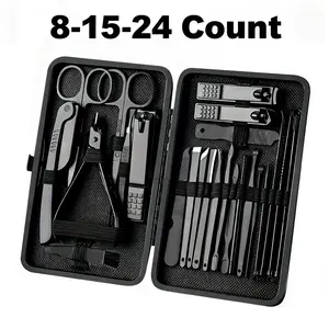 8/15/24pcs Manicure Pedicure Set, Stainless Steel Nail Clippers Kit with Travel Case, Professional Nail Care Tools for Fingernails & Toenails, Gifts for Men & Women