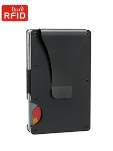 Slim Thin Business Card Holders Luxury Name Card Case Mens Minimalist Wallets RFID Card Slots Antilost Cardholder Aluminum Small Card Clips Walet for Men, Casual, Business, Gift for Men