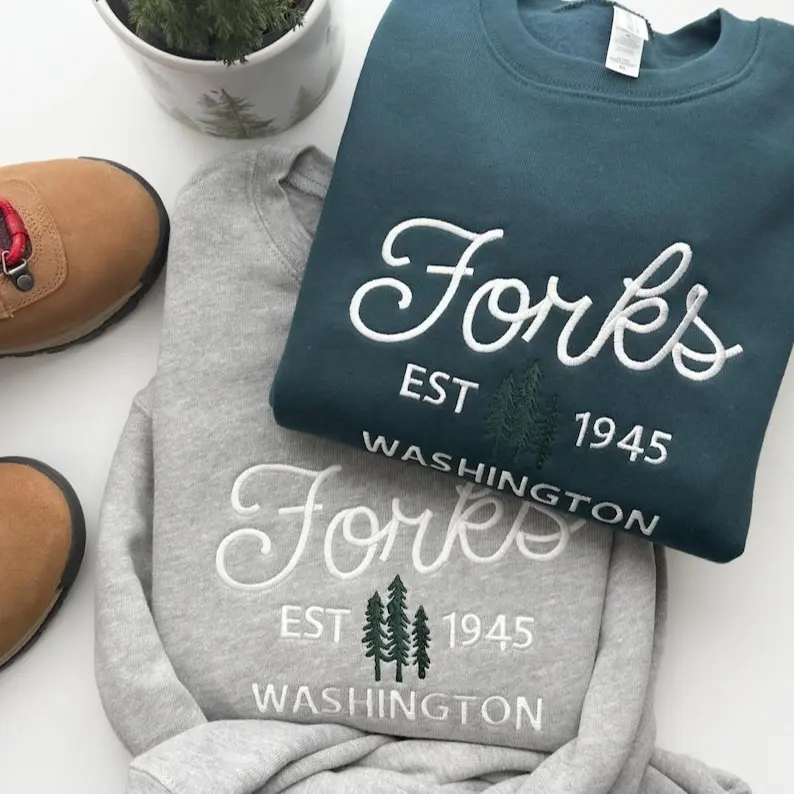Embroidered Forks Washington Sweatshirt | Cozy Pacific Northwest Apparel