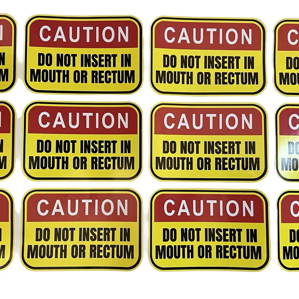 Caution sticker  (12 pack 3x5 inches!)