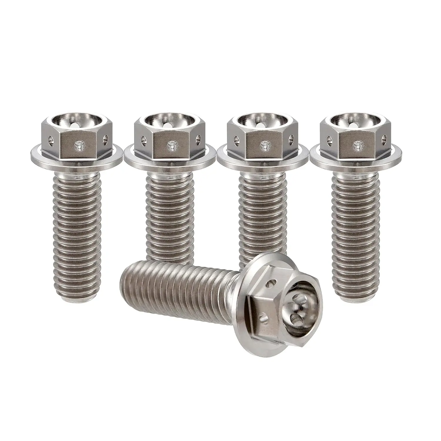 RISON Titanium Bolts Titanium Flange Hex Head Bolts Original GR5 Titanium Screws M6x10mm Titanium Bolt Pack of 5
