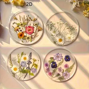 Flat 4-piece acrylic coaster set, colorful printed outdoor coasters, wedding, birthday, Mother's Day gift table decoration, wildflower art design, suitable for home, parties, holiday gifts, table decoration