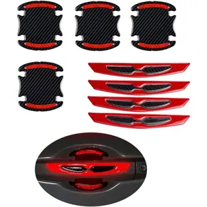 8 Piece 3D Carbon Fiber Car Door Handle Scratch Protector, Anti-Scratch & Reflective Design, Durable Protection for Your Vehicle, Car Accessories