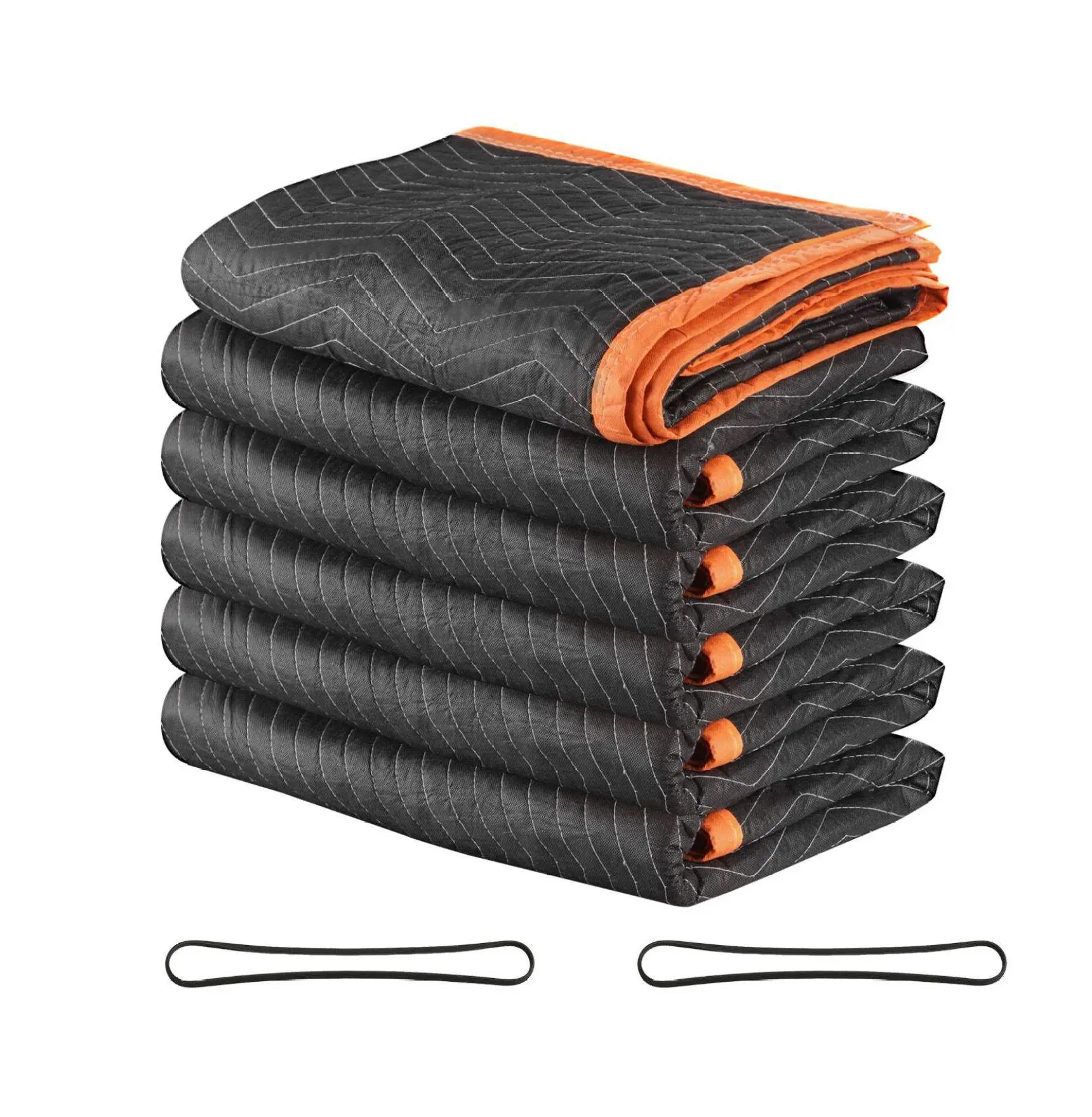 Moving Blankets 6 Pack, 72x40 Inch - Heavy Duty Padded Furniture Moving Blankets with Cotton Fill - Shipping & Protection for Furniture, Appliances Default