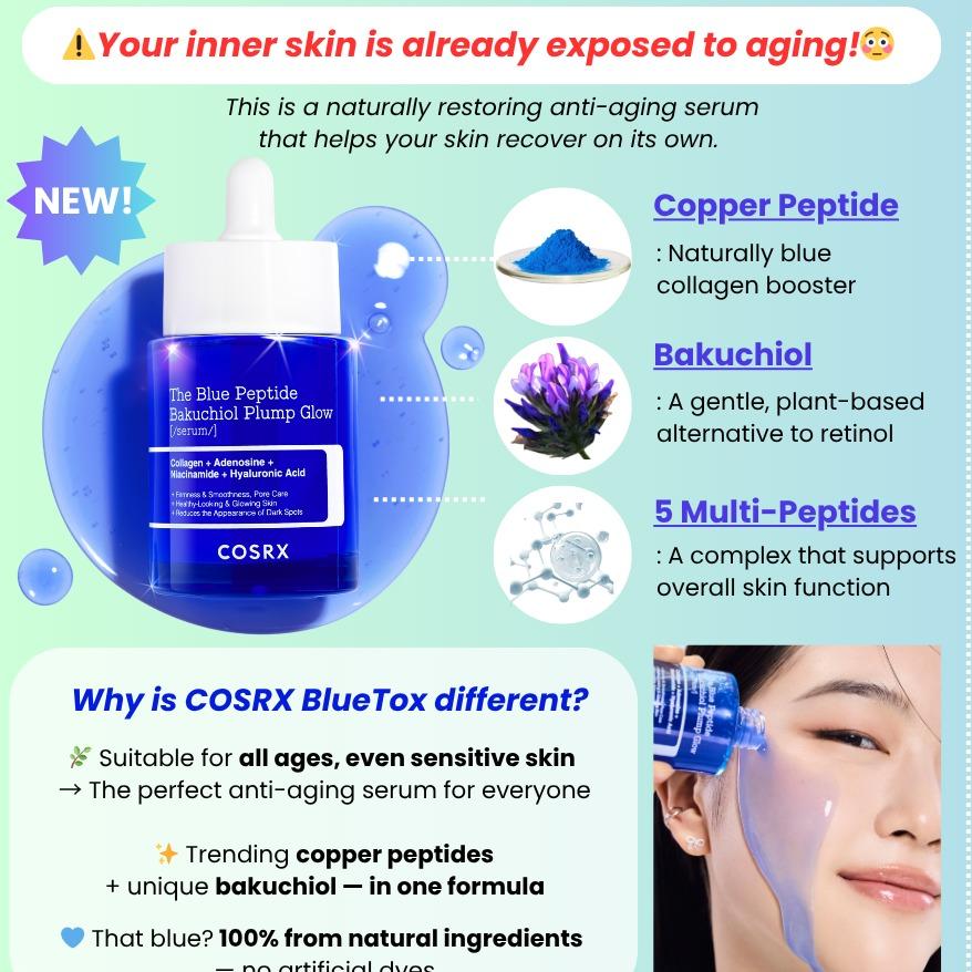 [VIRAL] [COSRX Official] The Copper Peptide Serum 50ml l COPPER PEPTIDE + BAKUCHIOL + GHK CU l Anti-aging Serum  l  Plumping l