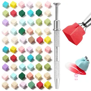 Beetles Soft Nail Sponges for Ombre, Colorful Nail Sponge with Grabbing Pen, Blooming Nails Art Brushes, Gradient Manicure DIY Tools, Professional Accessories Supplies for Home and Salon Use