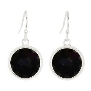 Black Onyx Round Earrings, Handmade Jewelry, Gift For Her, Gemstone Earrings, Earrings Of The Day, Natural Stone