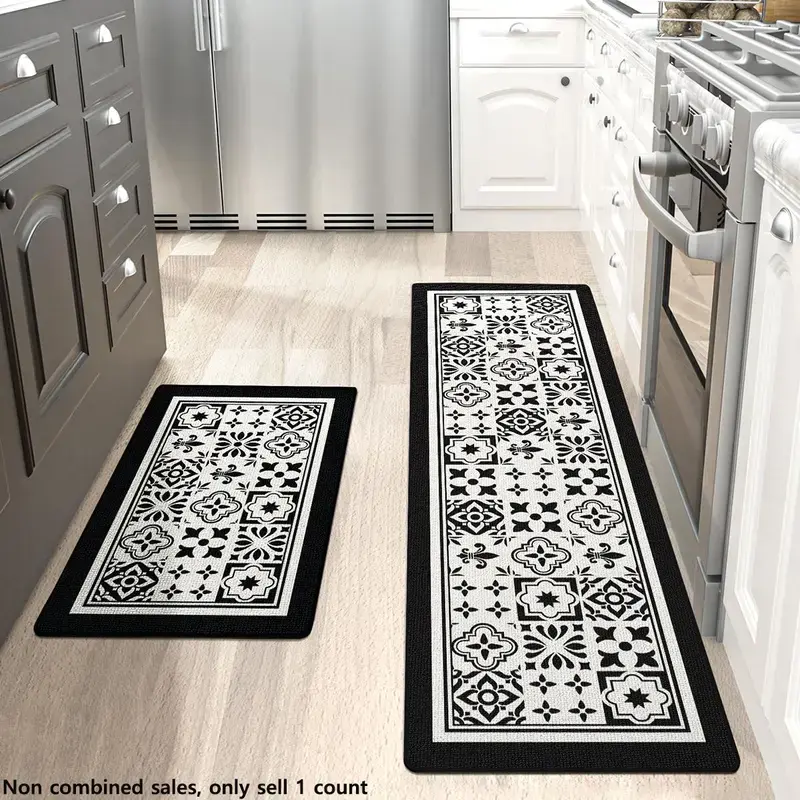 [SALE 50%] Geometric Pattern Non-slip Kitchen Rug, 1 Count Water Absorbent Floor Mat, Easy Cleaning Carpet, Anti-dirt & Oil Kitchen Rug, Kitchen Accessories, Home Decor