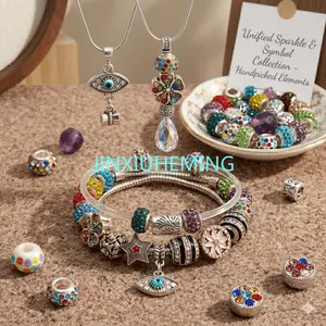 One box Assorted alloy European Large Hole Beads Collection - Sparkling Inlaid Drill Alloy Spacers for Custom Charm Bracelets, Earrings, and Jewelry Crafting, Premium DIY Beadwork Supplies