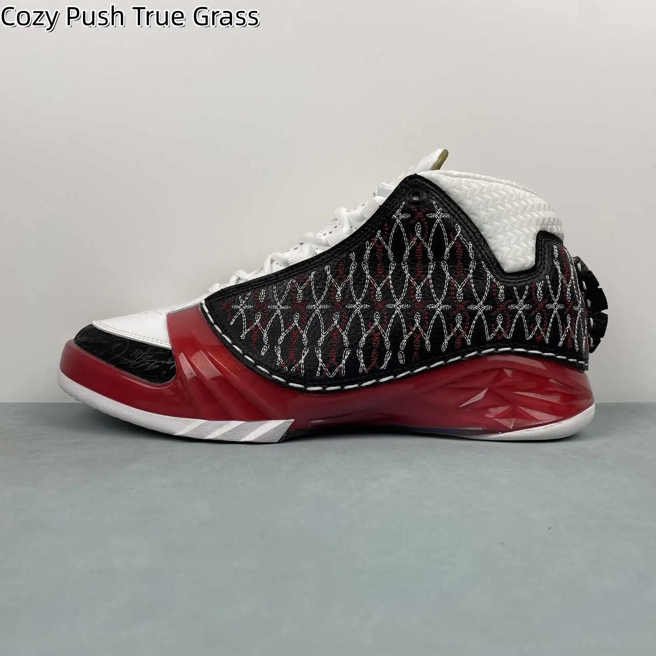 Mid Top Basketball Performance Sneakers | All-Over Jacquard Woven Upper & Glossy Red Leather Overlays | Plush Fleece Lined Collar For Warmth | Gym Training & Daily Street Style Outfits | Shock Absorbing Midsole Reduces Joint Impact During Long Games