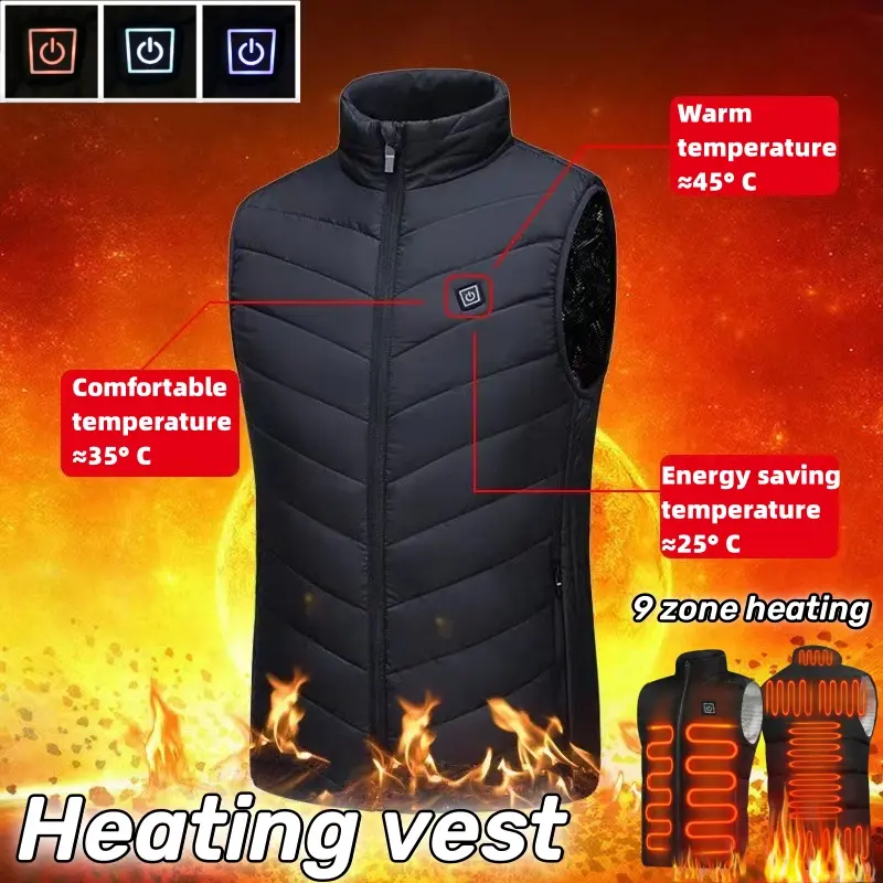 Men Heated Jacket Electric Heating Vest USB Charging Heated Body Warmer Clothing