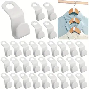 60  PCS Clothes Hook Hanger Hooks Space Saving Closet Connector Organizer (White)