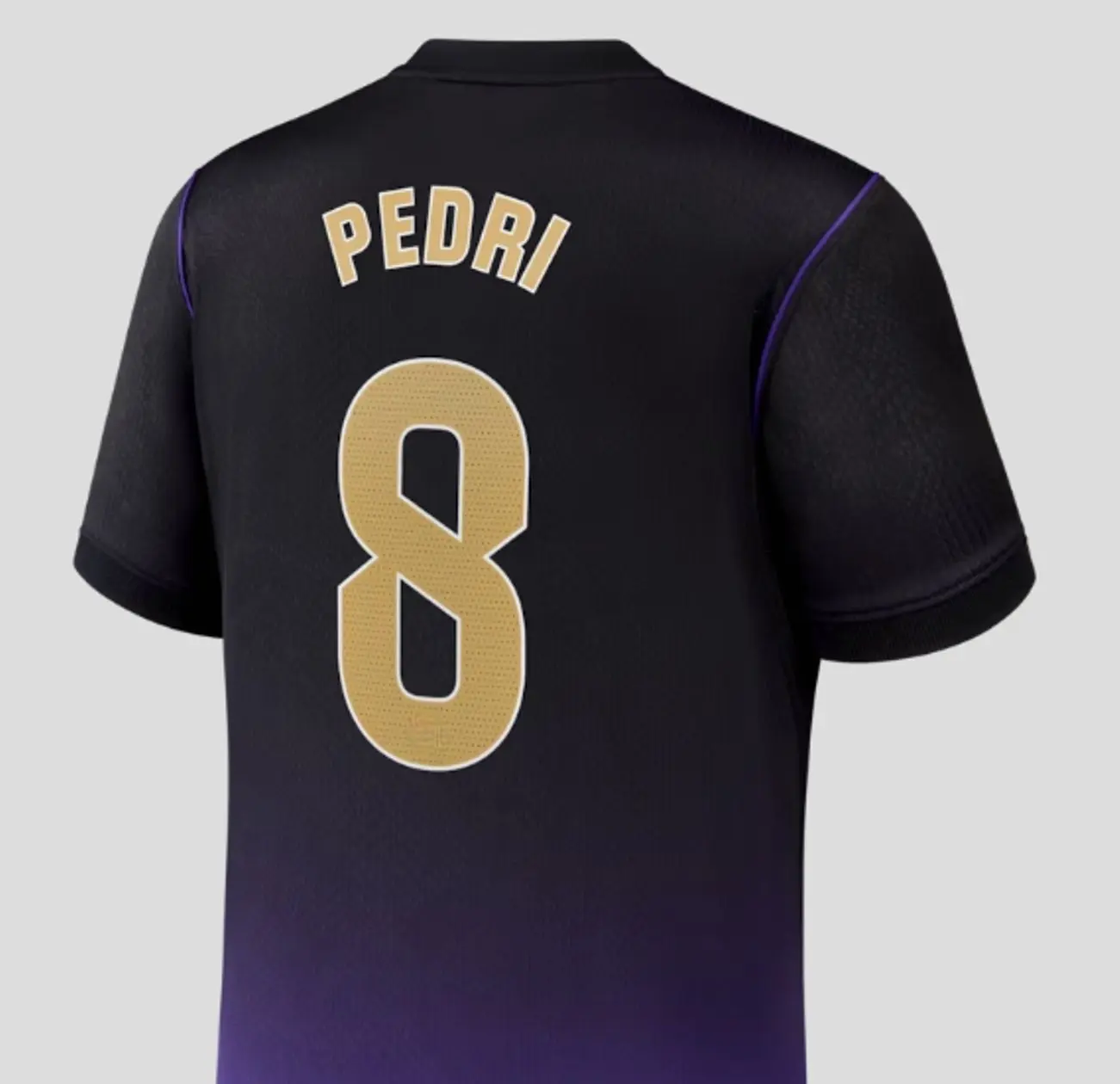 Unisex Soccer Shirt Player Pedri 2026/27 Away Stadium Replica Jersey - Black/Purple Football