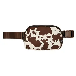 C.C Cow Pattern Fanny Pack for Women - Durable Nylon Belt Bag - Multi-functional Accessory for Boho-Inspired Outfits fanny pack bag fashion waist anti  pickpocket  bag