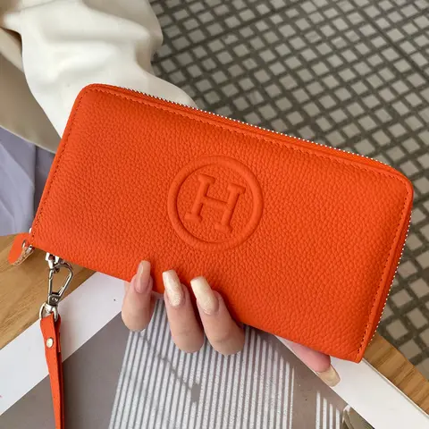 Women's Genuine Leather Wallet, New Simple Versatile Fashion Long Purse, Top-Grain Cowhide Fabric, Ladies High-End Durable Fashion Wallet, Minimalist Money Wallet