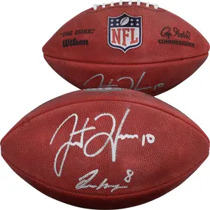 Omarion Hampton and Justin Herbert Los Angeles Chargers Autographed Duke Full Color Football - Fanatics Authentic Certified
