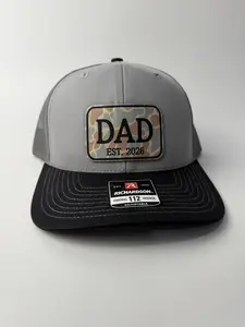 Custom DAD EST. 2026 Year Hat – Richardson 112 Trucker | Camo Patch | New Dad Gift
