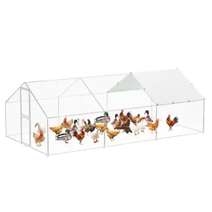 Large Metal Chicken Coop, Chicken Coop Run with Cover, Large Chicken Run with Double Door, Chicken Pen for Outdoor Farm Yard (19.7'L x 9.8'W x 6.6'H)