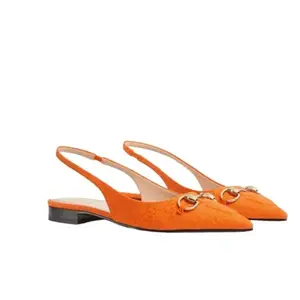 Gucci Canvas Flats Horsebit Slingback Size 38