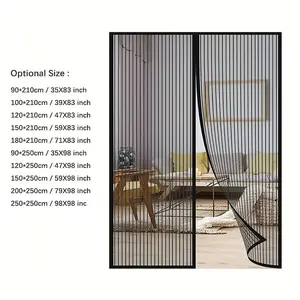 Magnetic Glass Fiber Mesh Mosquito-Proof Screen Door Curtain, Auto-Closing, No Drill, PVC Frame, Pet-Friendly, Living Room