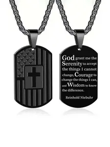American Flag Cross Necklace for Men Boys Teens Catholic Christian Religious Jewelry Birthday Christmas Stocking Stuffer