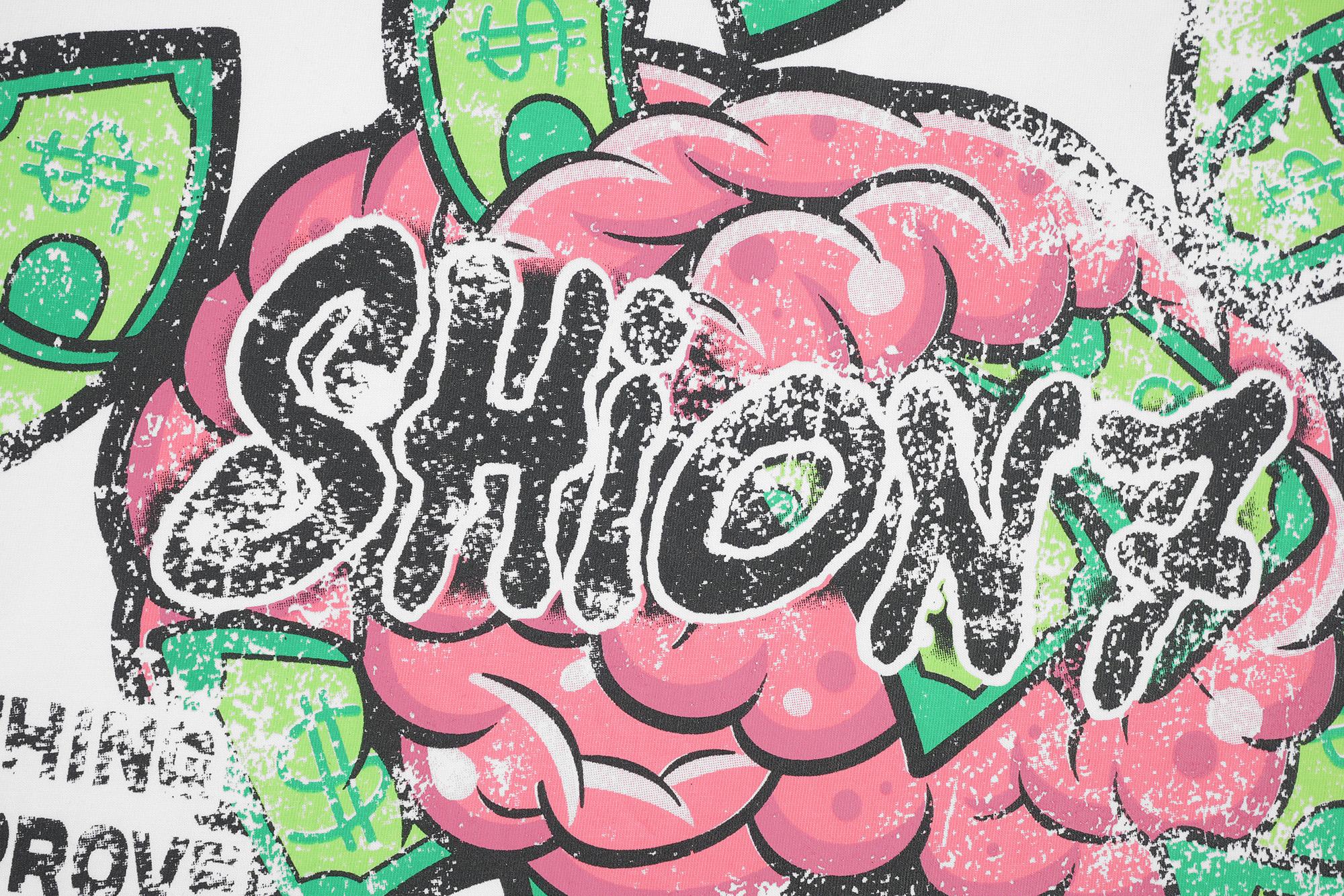 Men's Y2K Cartoon Rapper Studded Oversize White Tee | Summer Crystal Street wear Must-Have