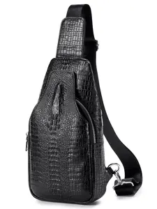 Men's Crocodile Embossed Crossbody Bag, Fashionable  Leather Shoulder Bag for Daily Used, Casual Trendy Versatile High-quality Daily Commuting Bag, Stylish Crossbody Bag