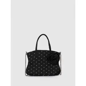 URBAN REVIVO 2026 Spring Women's Glossy Hobo Handbag - Convertible Crossbody Shoulder Purse, Chain Strap, Textile Shell, Casual Commuter Bag, Trending Purses for 2026, Chain-Draped Elegant Fabric Women's Handbags, Model UAWB50262