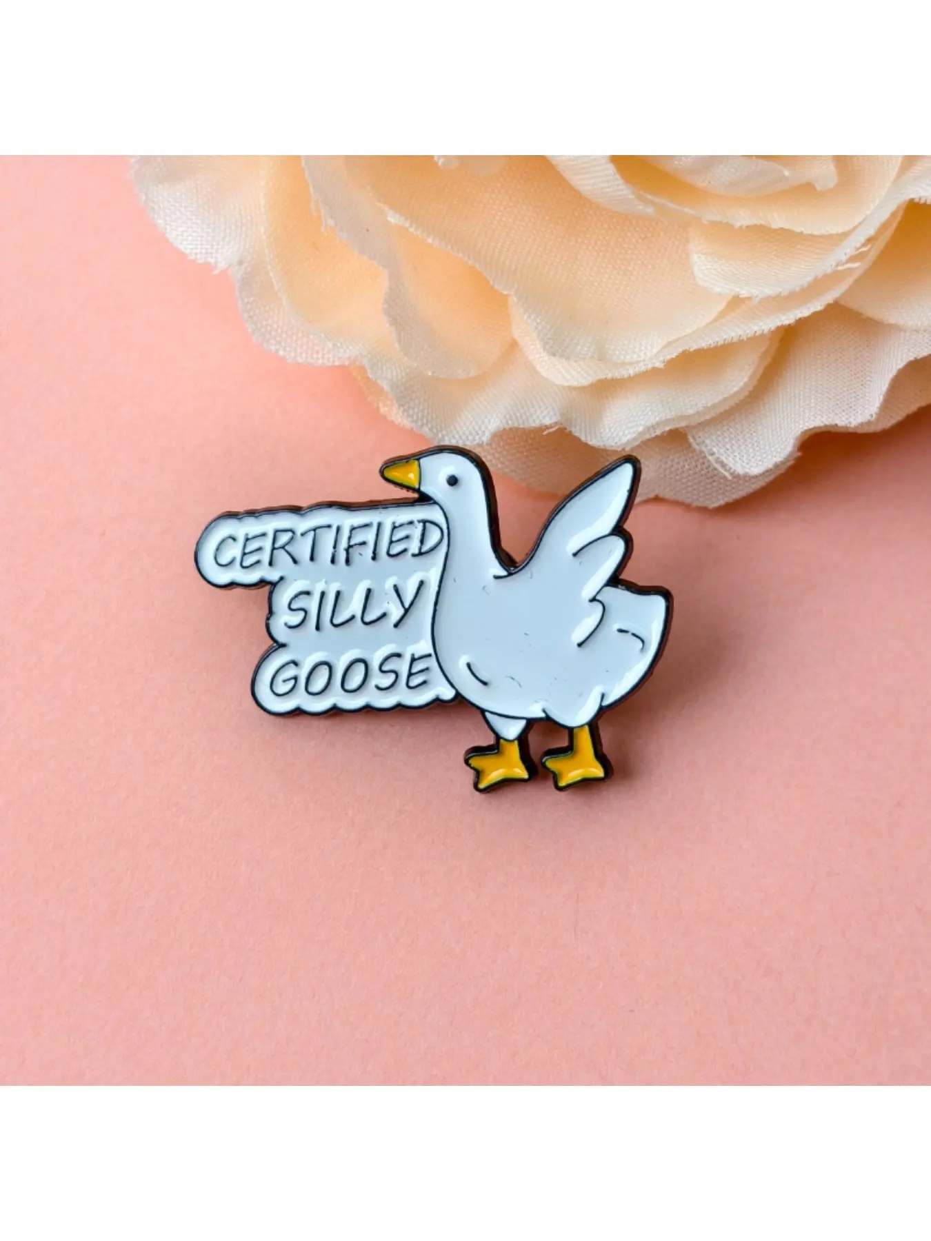 "Certified Silly Goose" Enamel Pin Whimsical Meme & Goofy Bird Brooch Fashion Accessory for Bags and Outfits Alloy Brooch Pin