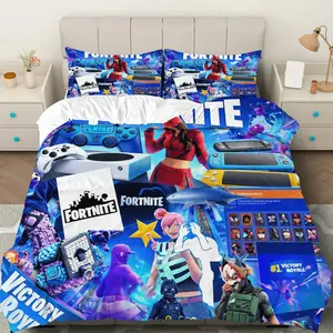 3PCS Duvet Cover Set, 1 Duvet+2 Pillowcases(Without filler), Gaming Digital Colorful Design Exciting Action theme, Christmas bedding set, Fortnite Theme Bedding Suitable for decoration Bedroom Living Room Game Room Studio, Bed Sets